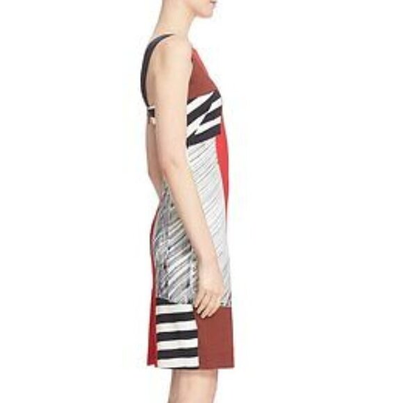 MILLY Dress Abstract Lou Lou Color Block Sheath Dress Sleeveless Modern Minimal - Picture 2 of 8